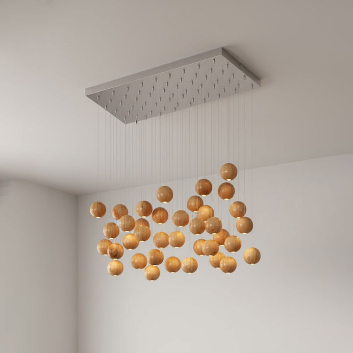 Wooden Orb Sphere Cluster Pendant Light - Vakkerlight