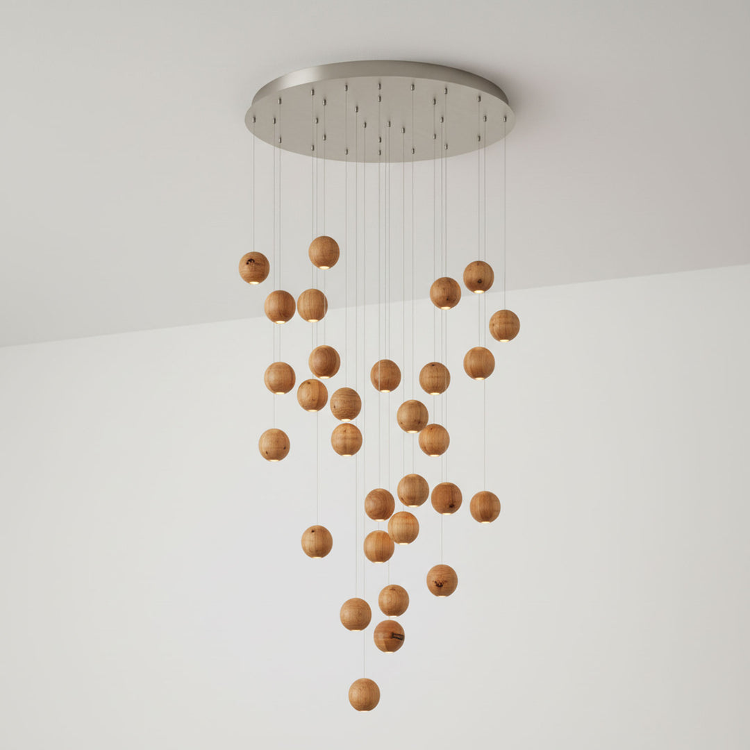 Wooden Orb Sphere Cluster Pendant Light - Vakkerlight