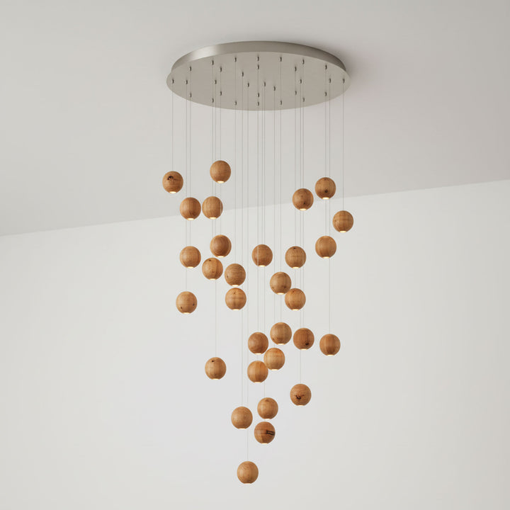 Wooden Orb Sphere Cluster Pendant Light - Vakkerlight