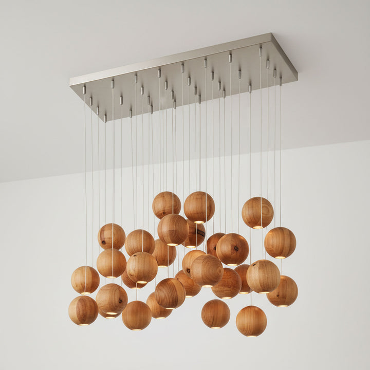 Wooden Orb Sphere Cluster Pendant Light - Vakkerlight