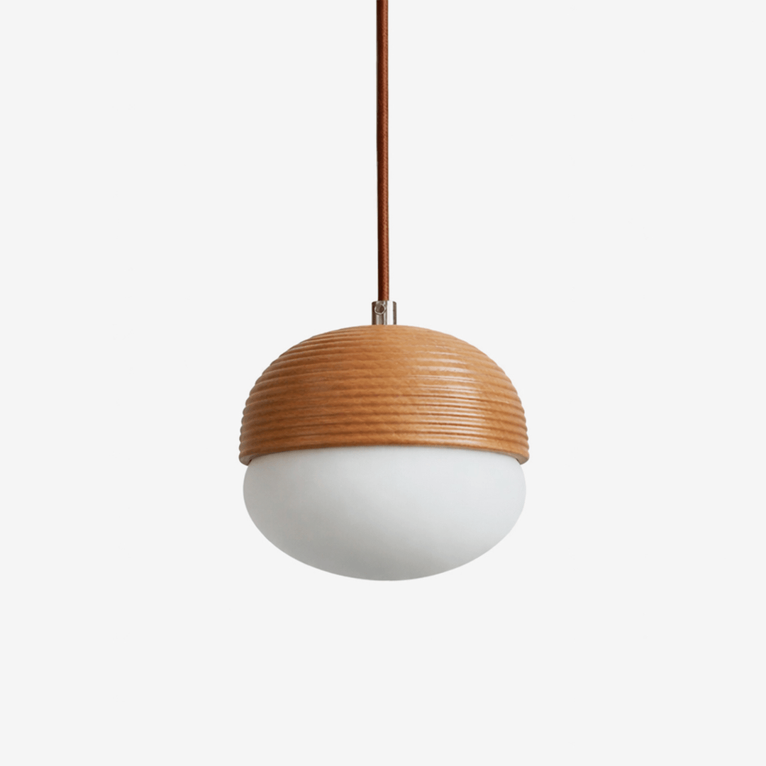 Ribbed Wood Globe Pendant Light - Vakkerlight