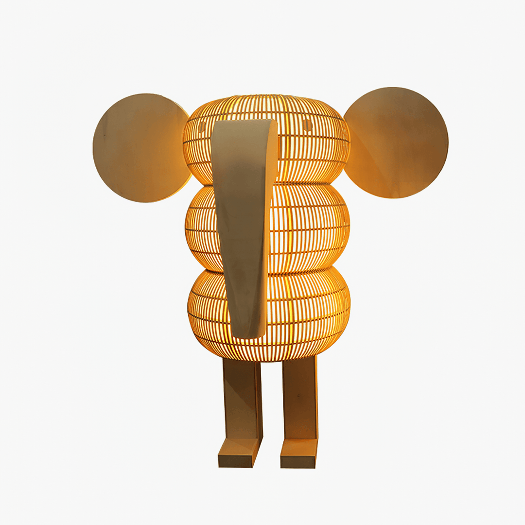Elephant Shaped Rattan Floor Lamp - Vakkerlight