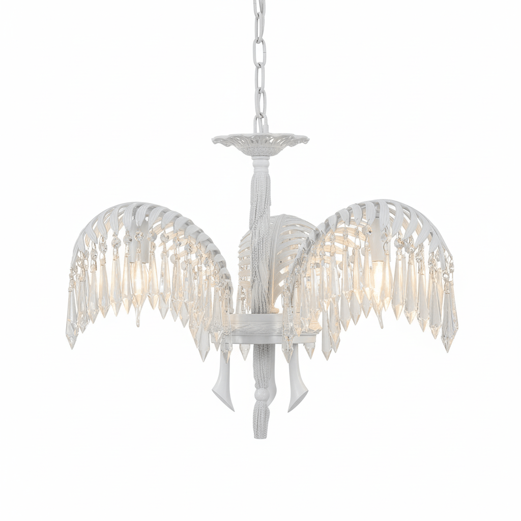 Brass Palm Leaf Crystal Chandelier - Vakkerlight