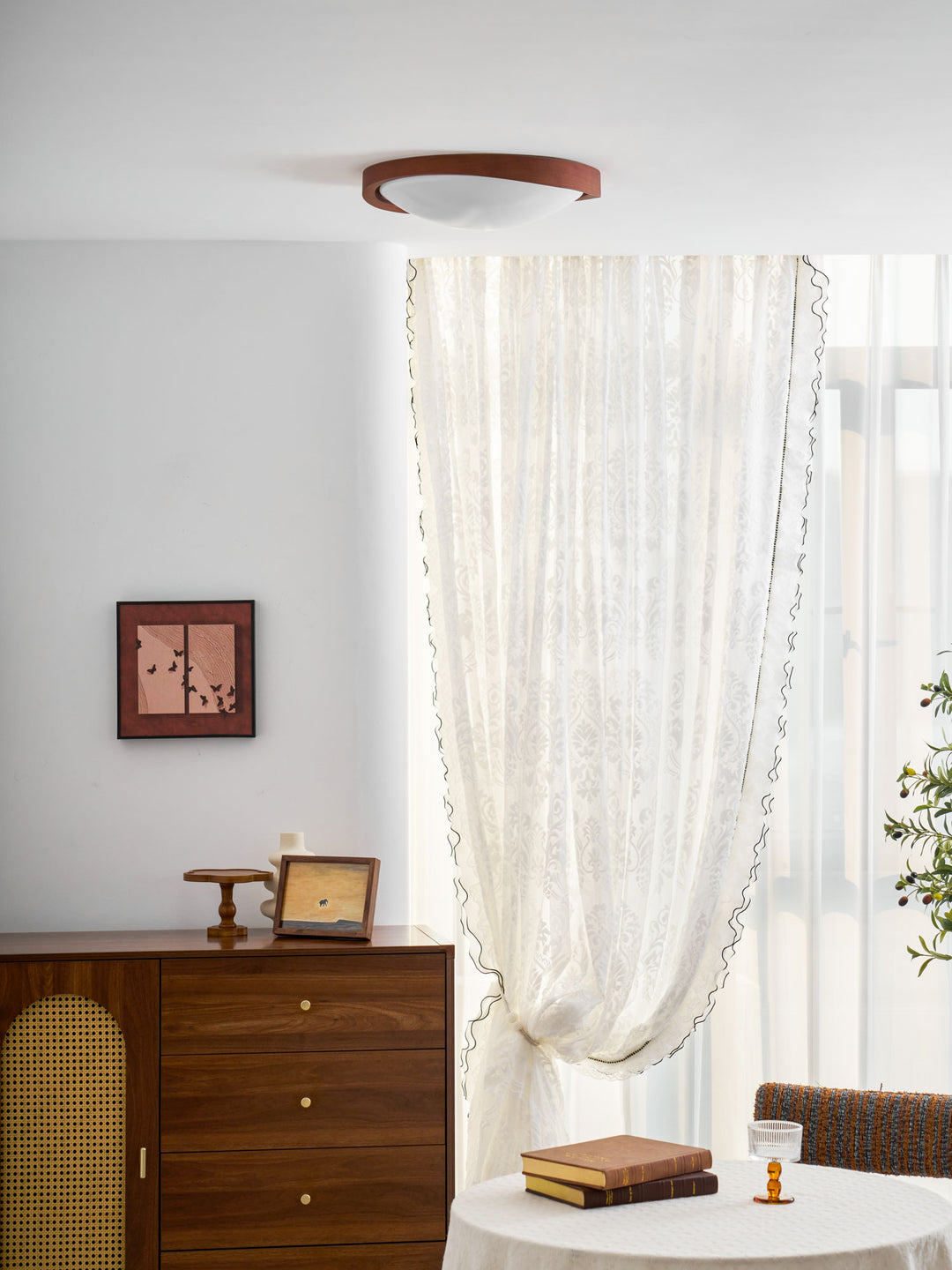 Walnut Curved Edge Ceiling Light - Vakkerlight