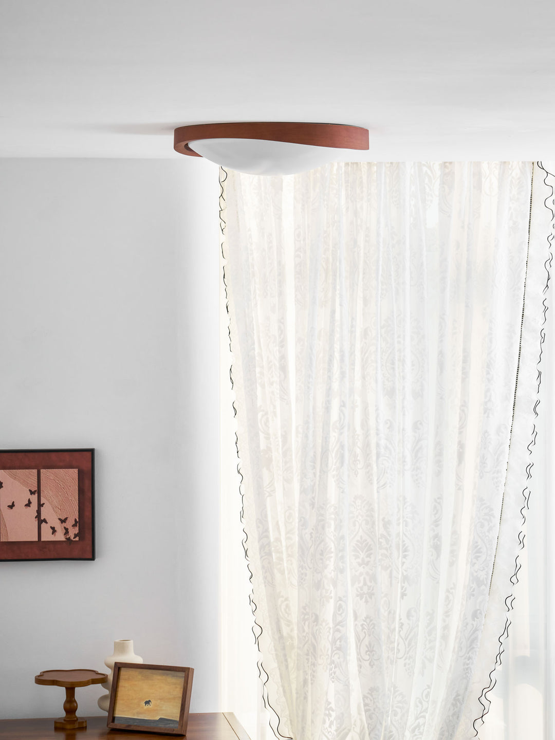 Walnut Curved Edge Ceiling Light - Vakkerlight