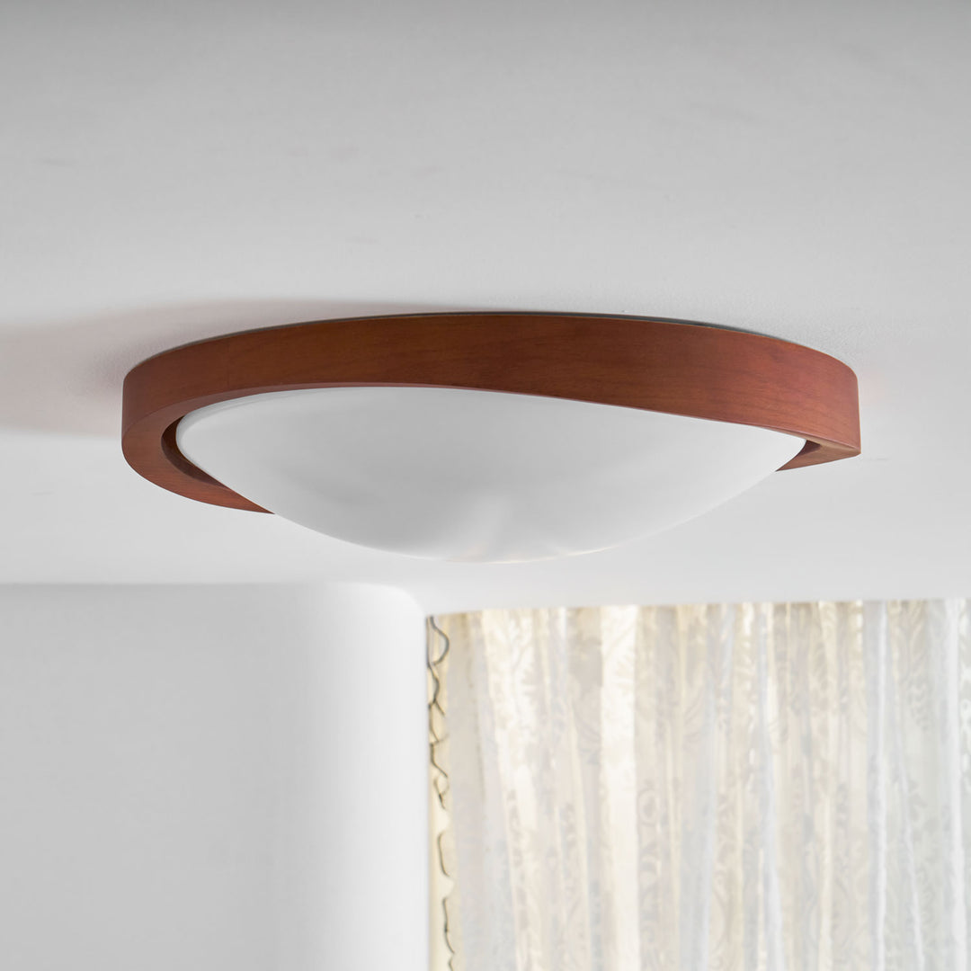 Walnut Curved Edge Ceiling Light - Vakkerlight