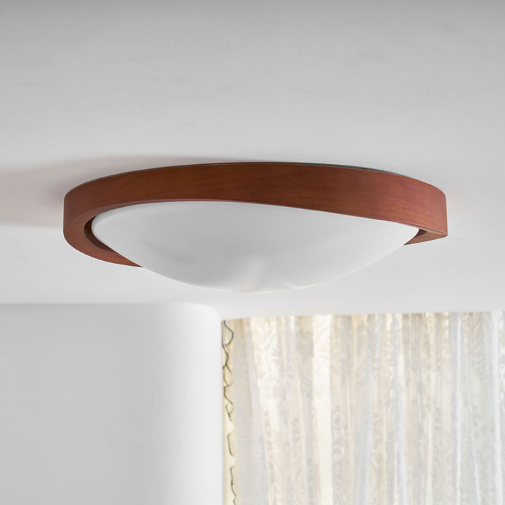 Walnut Curved Edge Ceiling Light - Vakkerlight