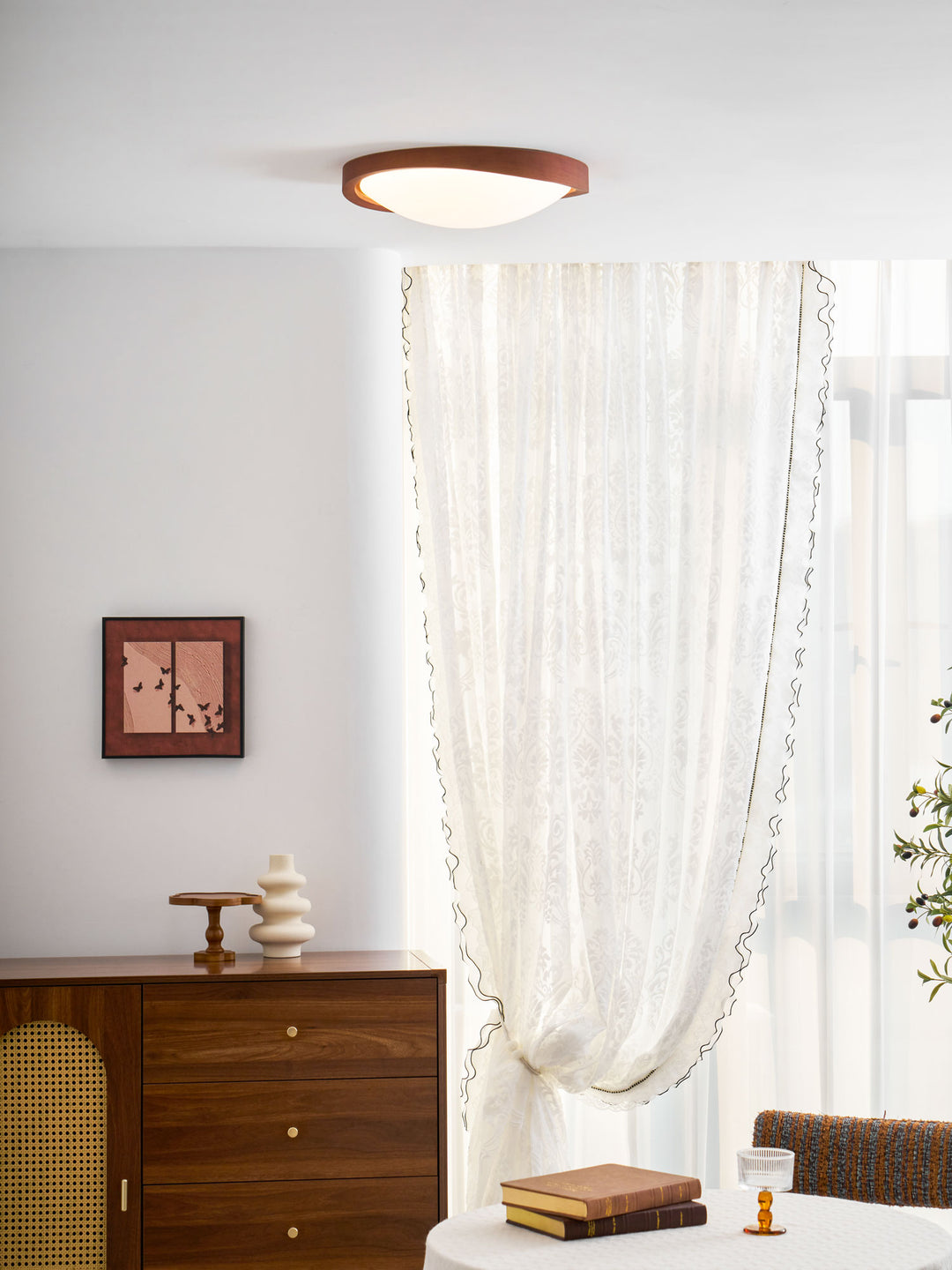 Walnut Curved Edge Ceiling Light - Vakkerlight