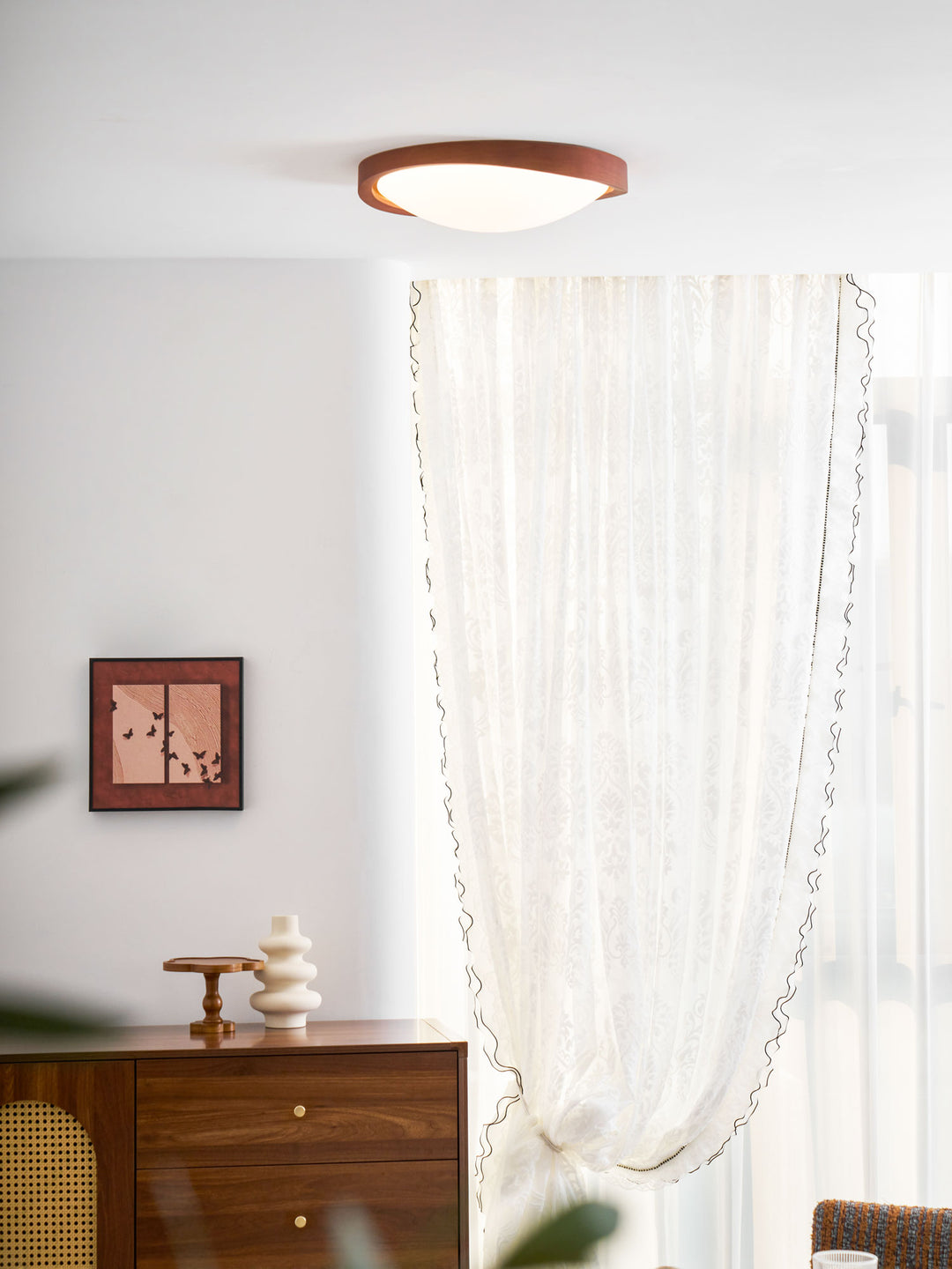 Walnut Curved Edge Ceiling Light - Vakkerlight