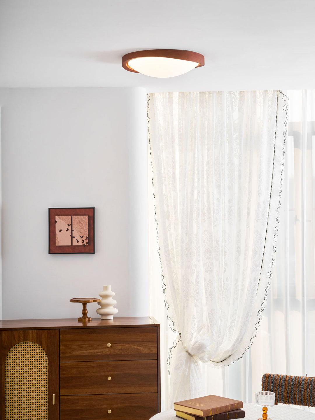 Walnut Curved Edge Ceiling Light - Vakkerlight