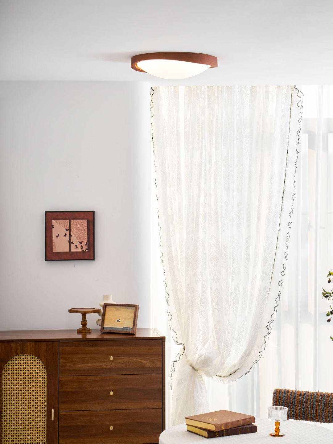 Walnut Curved Edge Ceiling Light - Vakkerlight