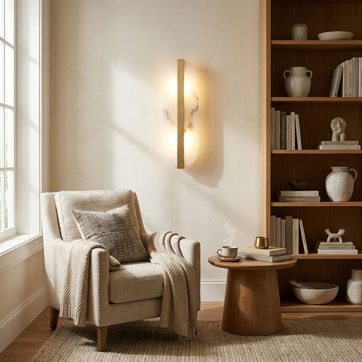 Long Ellipse Alabaster Wall Sconce - Vakkerlight