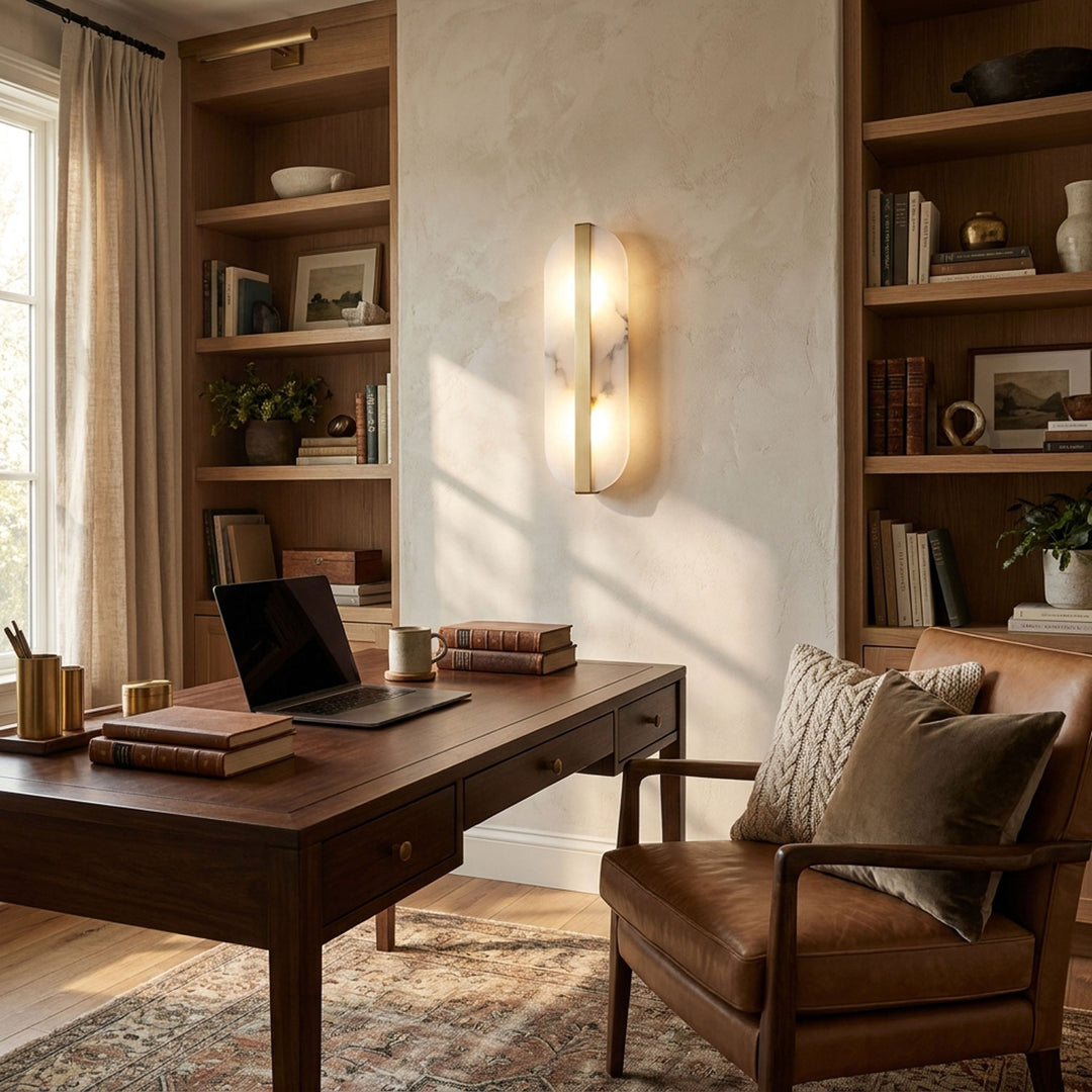 Long Ellipse Alabaster Wall Sconce - Vakkerlight