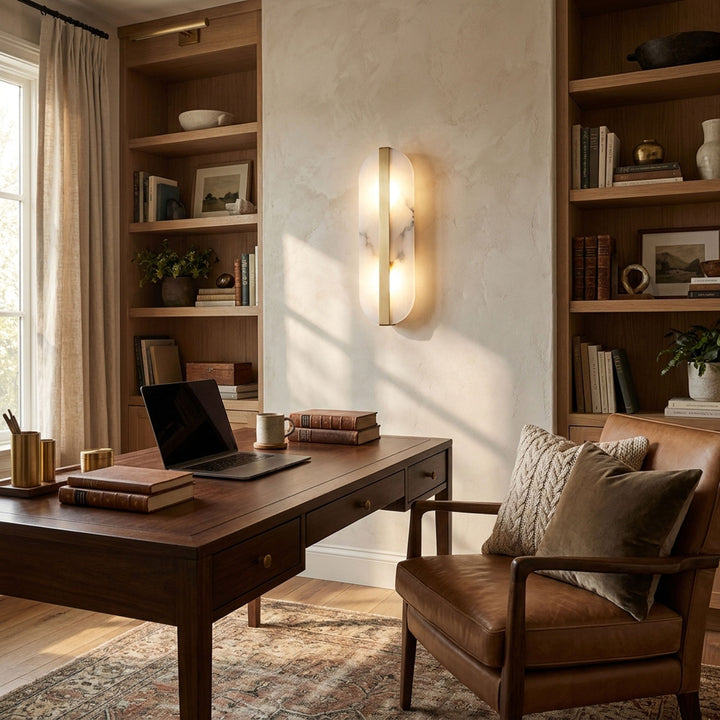 Long Ellipse Alabaster Wall Sconce - Vakkerlight