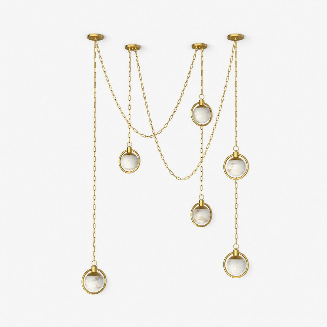 Alabaster Orb Swag Chain Pendant Lamp - Vakkerlight