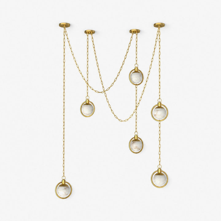 Alabaster Orb Swag Chain Pendant Lamp - Vakkerlight
