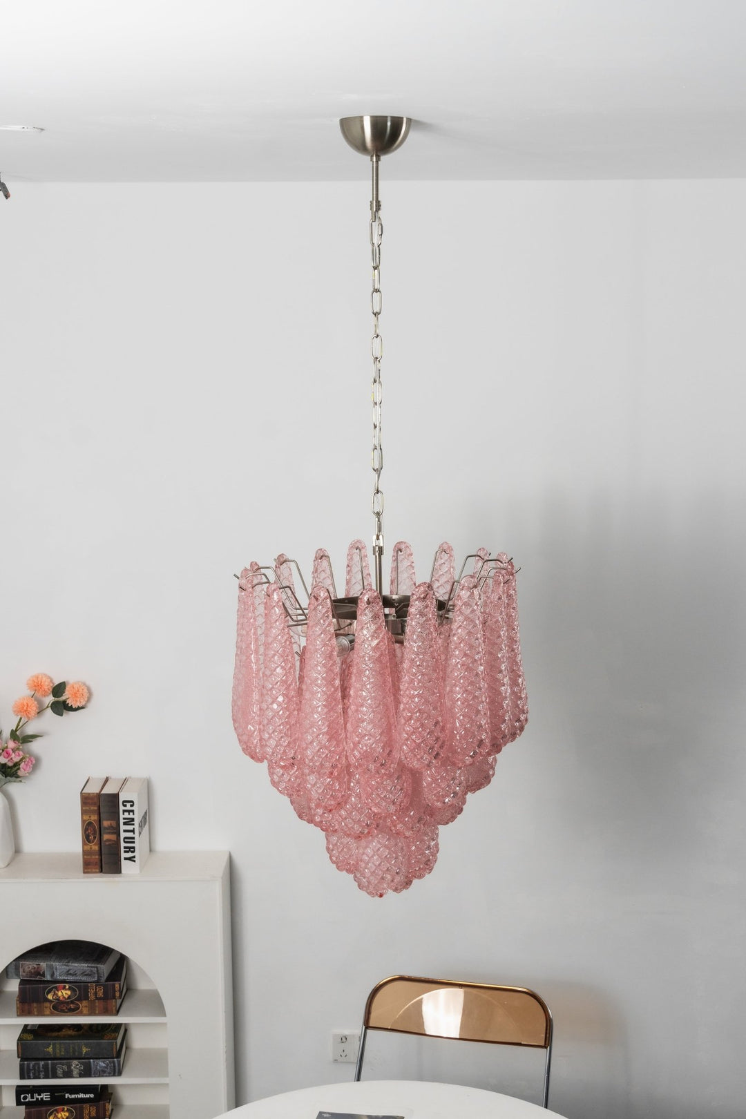Pink Glass Droplet Chandelier - Vakkerlight