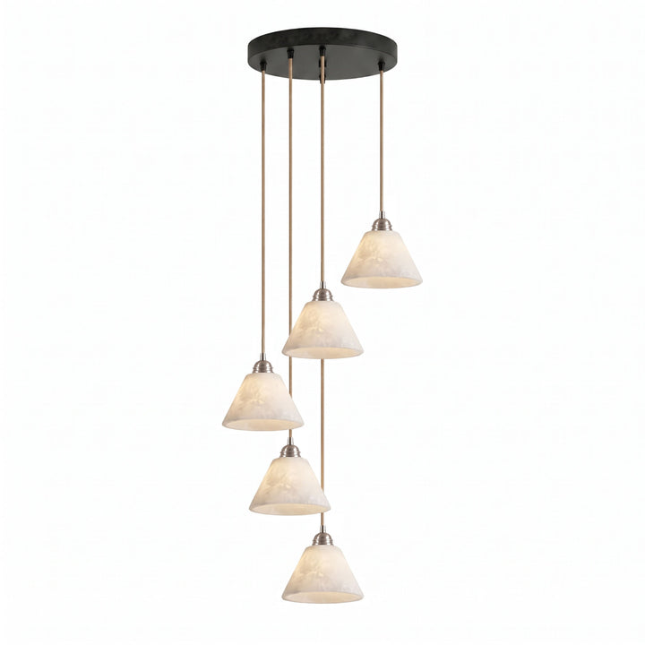 Conical Alabaster Brass Pendant Lamp - Vakkerlight