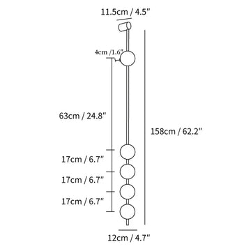 Vertical Balls Lâmpada de Parede — Dimension drawings 3