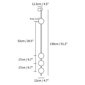 Vertical Balls Lâmpada de Parede — Dimension drawings 2