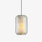 Lampada sospesa in vetro cilindrico alabastro