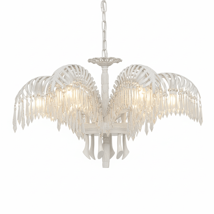 Brass Palm Leaf Crystal Chandelier - Vakkerlight