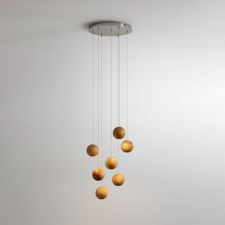 Wooden Orb Sphere Cluster Pendant Light - Vakkerlight