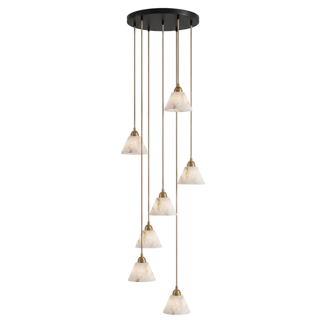 Conical Alabaster Brass Pendant Lamp - Vakkerlight
