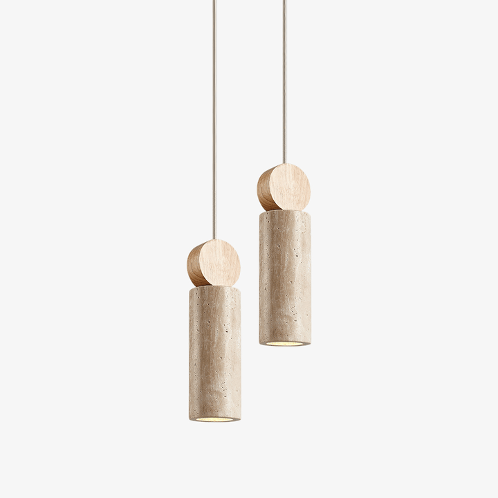 Travertine Cylinder Disc Pendant Light - Vakkerlight