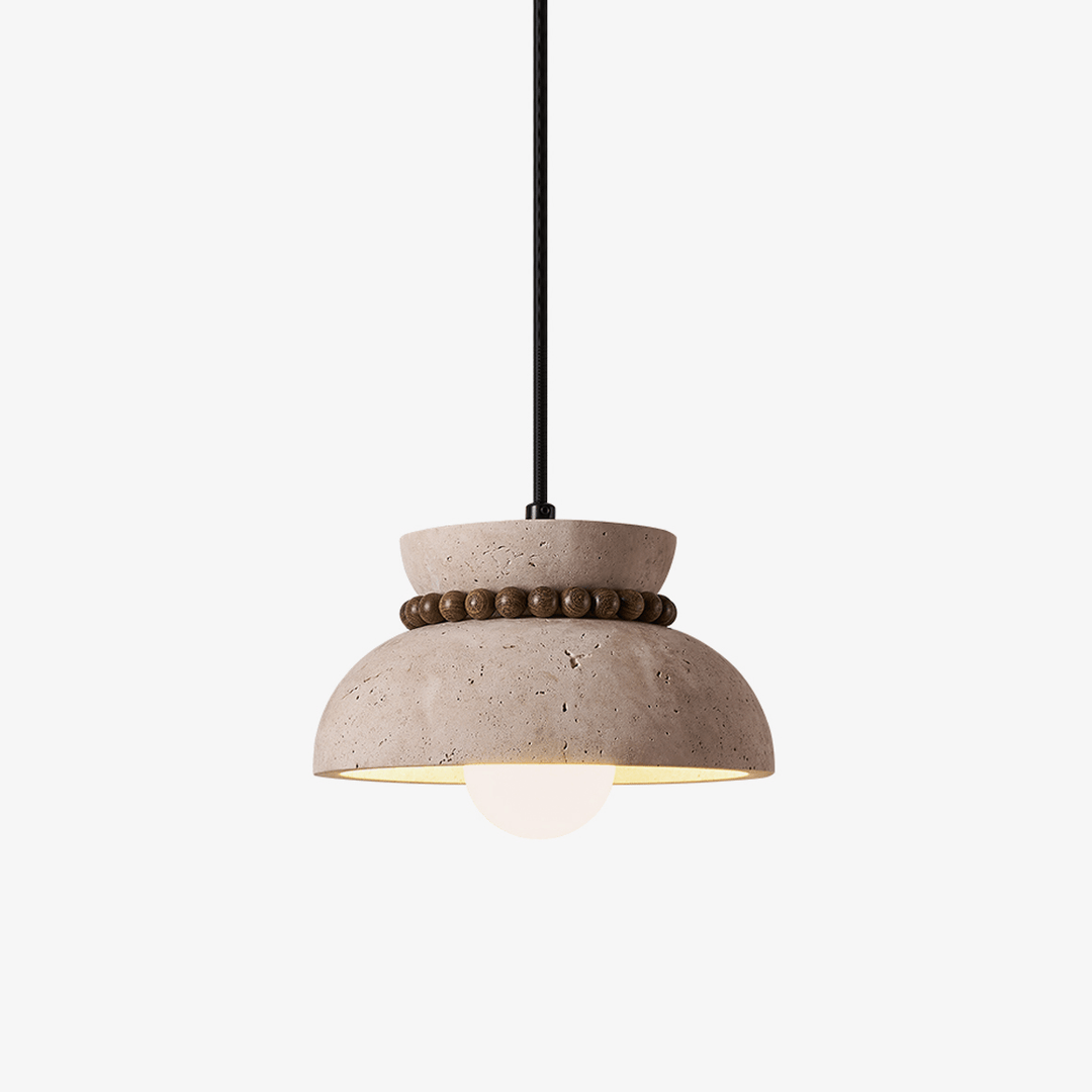 Travertine Wooden Bead Pendant Lamp - Vakkerlight