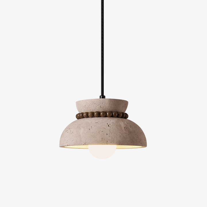 Travertine Wooden Bead Pendant Lamp - Vakkerlight