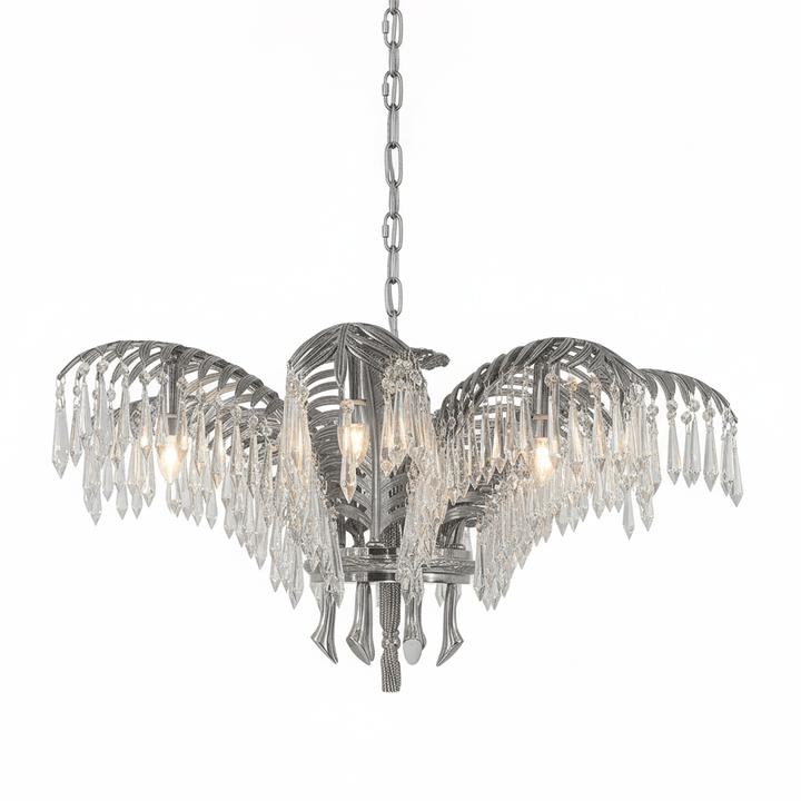 Brass Palm Leaf Crystal Chandelier - Vakkerlight