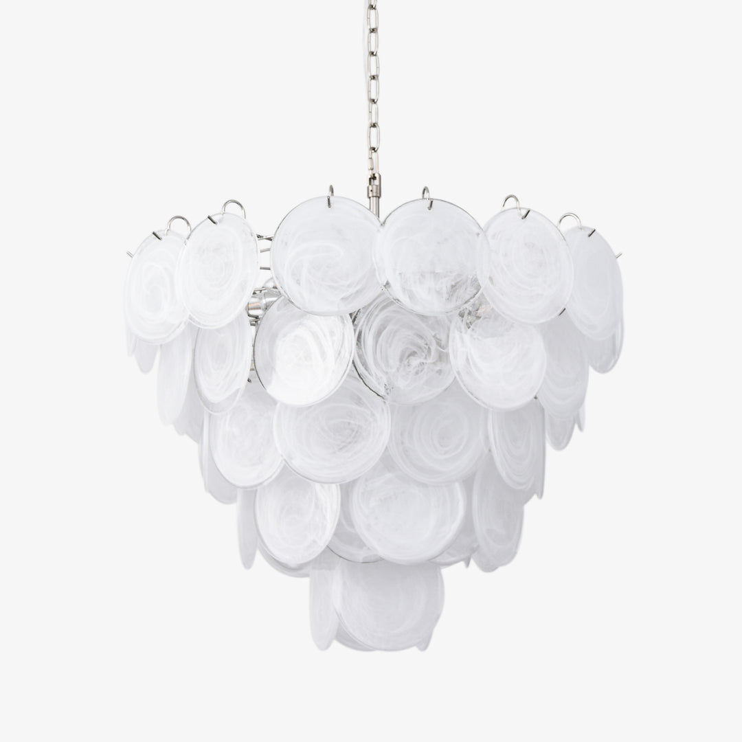 White Murano Disc Chandelier - Vakkerlight