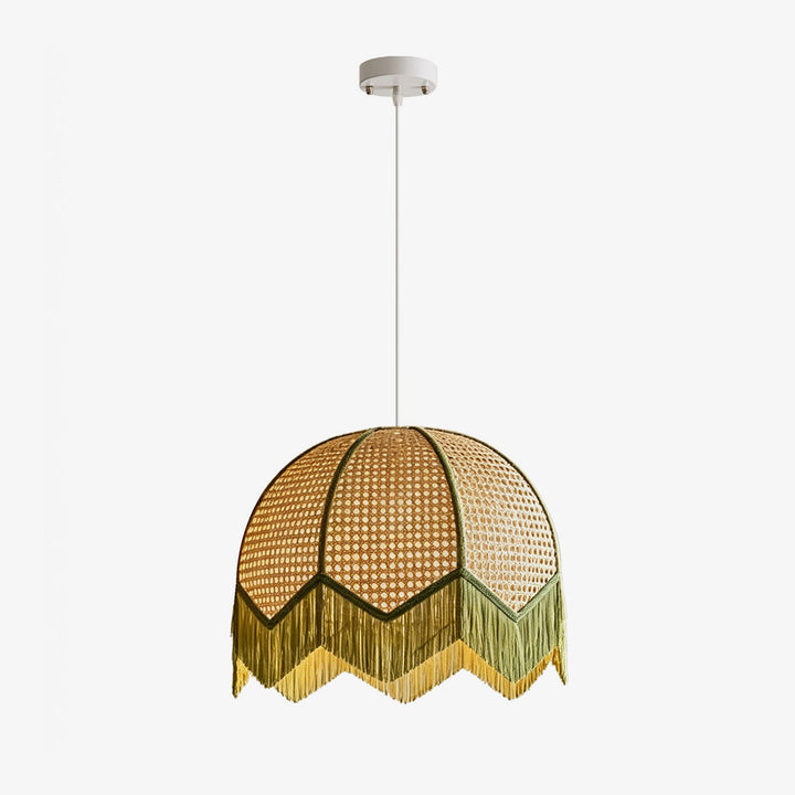 Rattan Fringe Dome Pendant Light