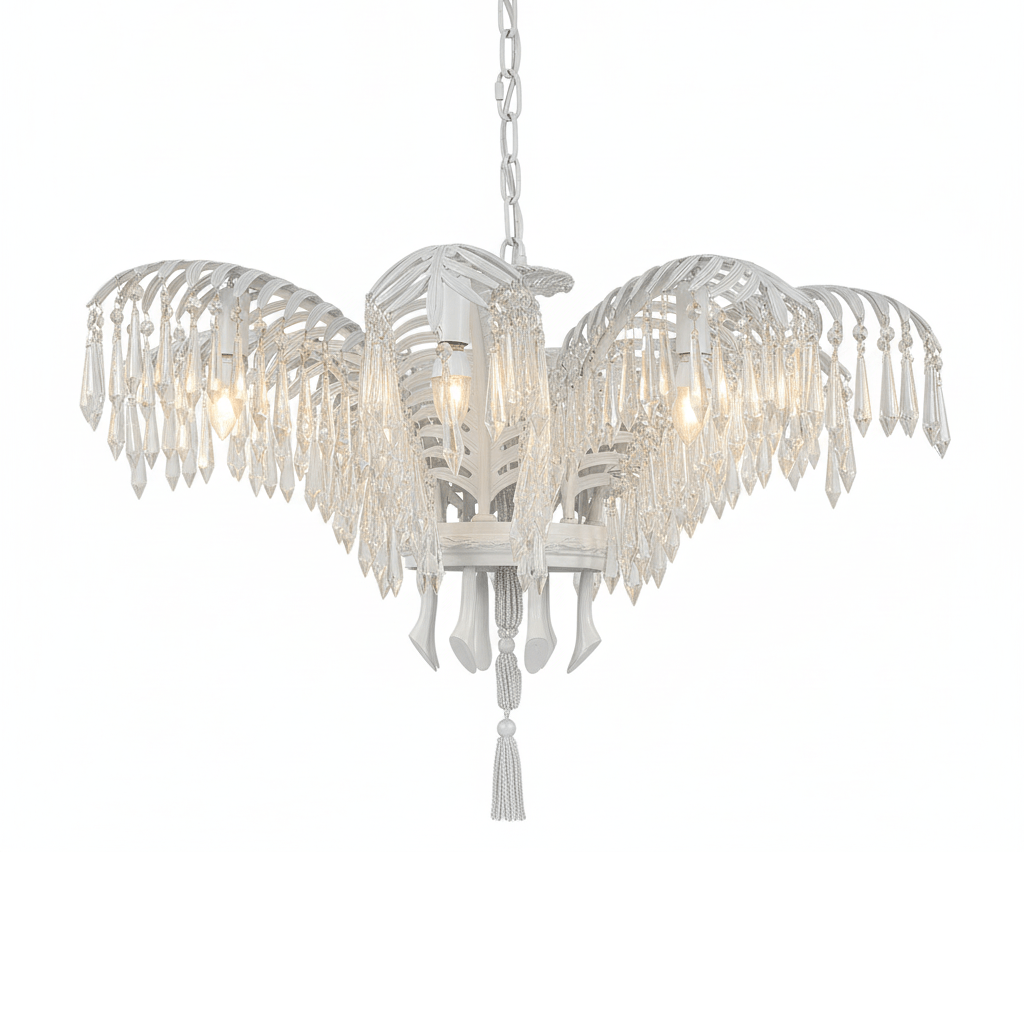 Brass Palm Leaf Crystal Chandelier - Vakkerlight