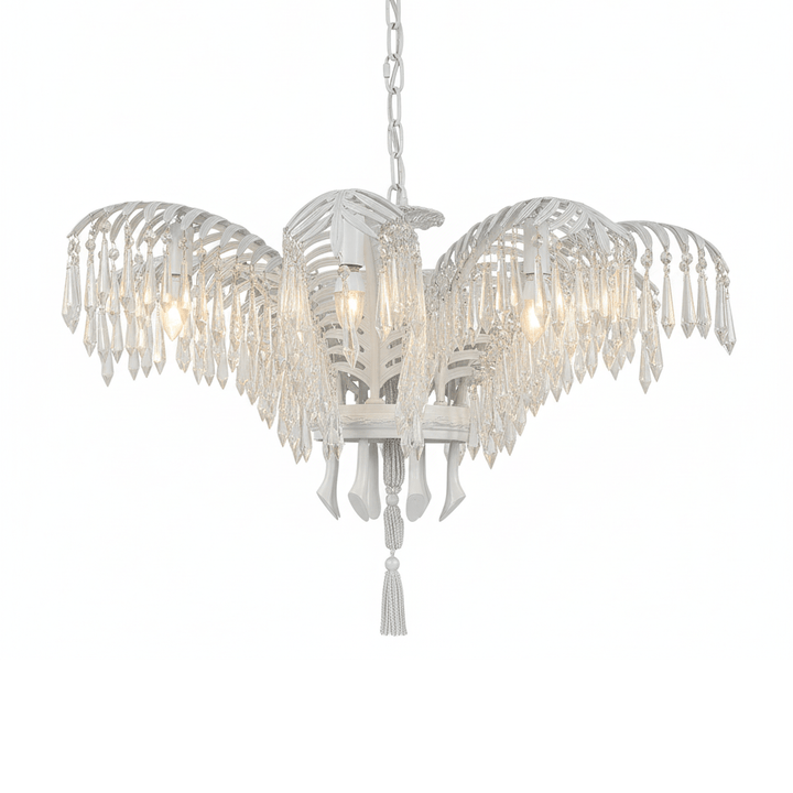 Brass Palm Leaf Crystal Chandelier - Vakkerlight