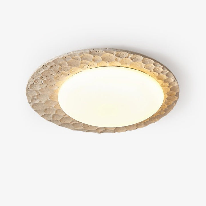 Textured Organic Travertine Ceiling Lamp - Vakkerlight
