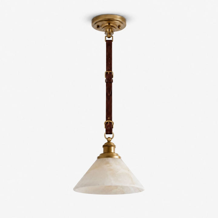 Camden Leather Strap Alabaster Pendant Lamp - Vakkerlight