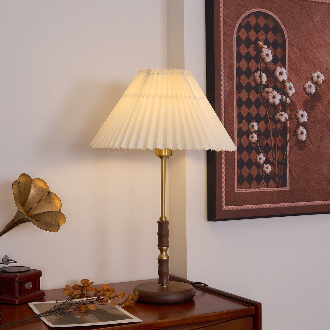 Accordion Pleat Walnut Table Lamp – detail 2