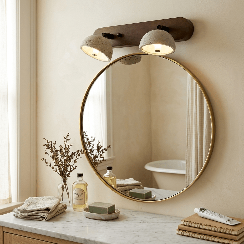Adjustable Travertine Dome Vanity Light - Vakkerlight