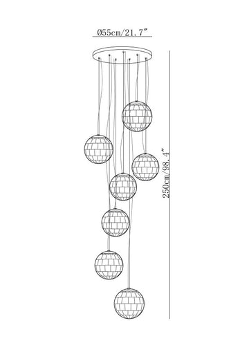 Luminária Pendente Bola de Alabastro — Dimension drawings 2