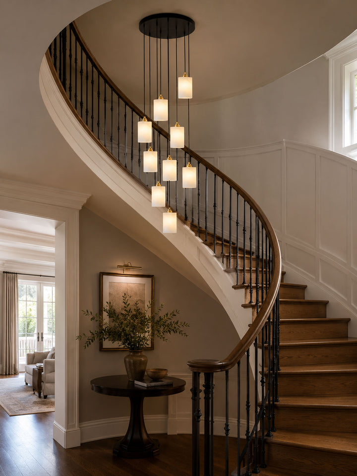 Alabaster Cylinder Cluster Chandelier - Vakkerlight