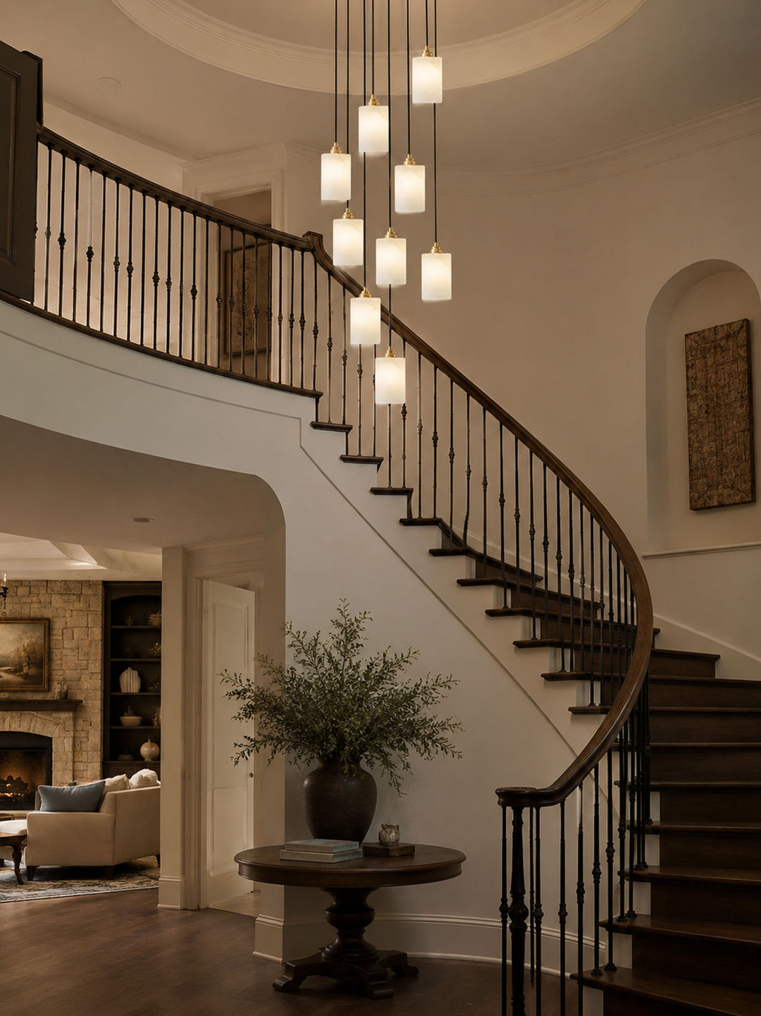 Alabaster Cylinder Cluster Chandelier - Vakkerlight