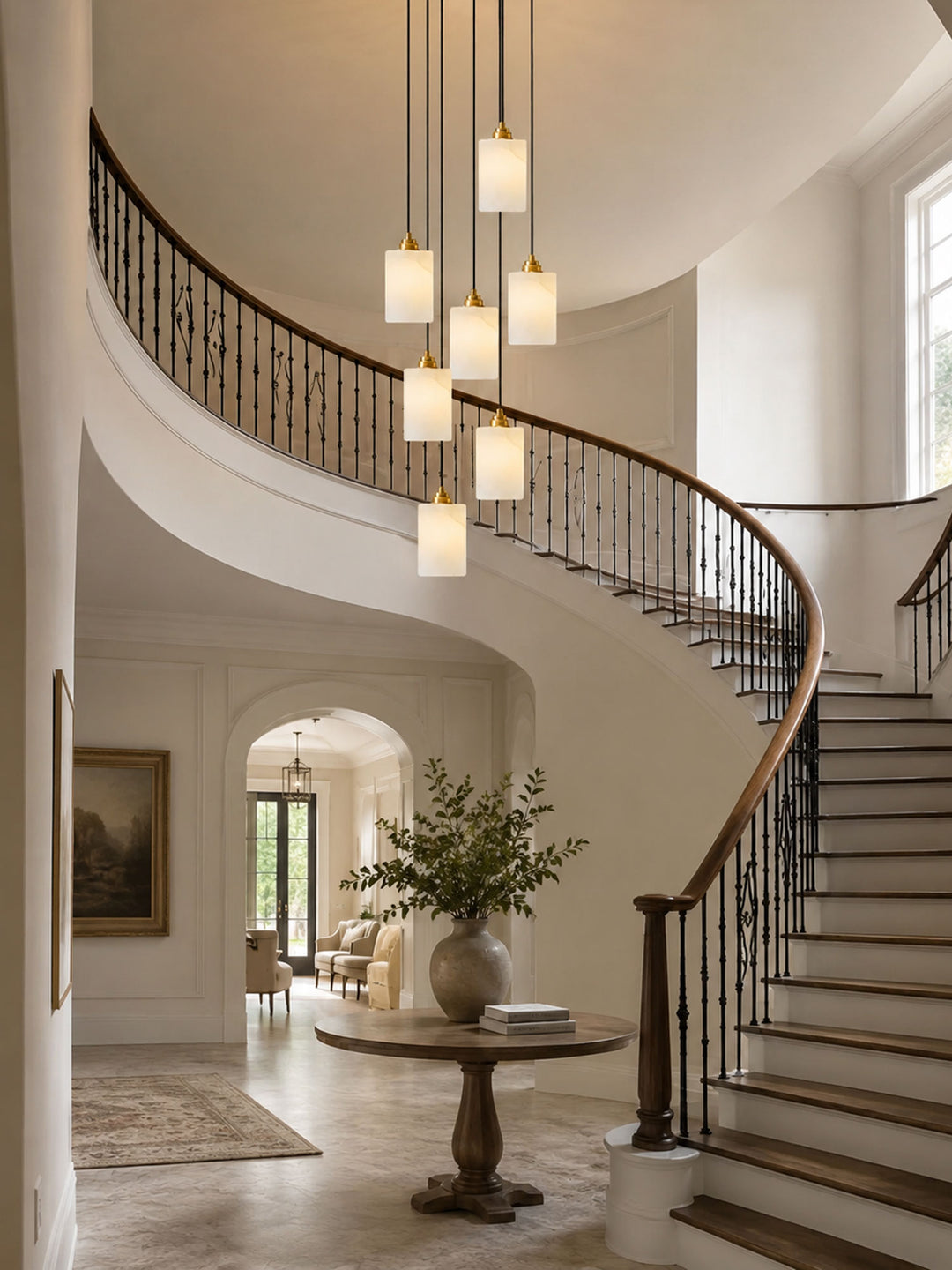 Alabaster Cylinder Cluster Chandelier - Vakkerlight