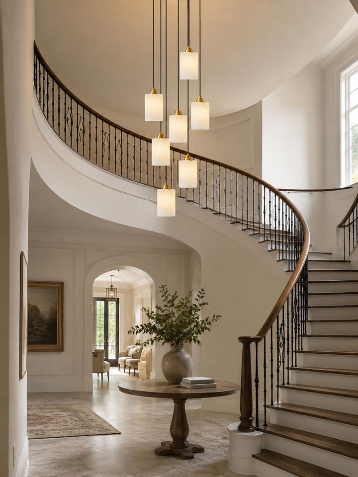 Alabaster Cylinder Cluster Chandelier - Vakkerlight