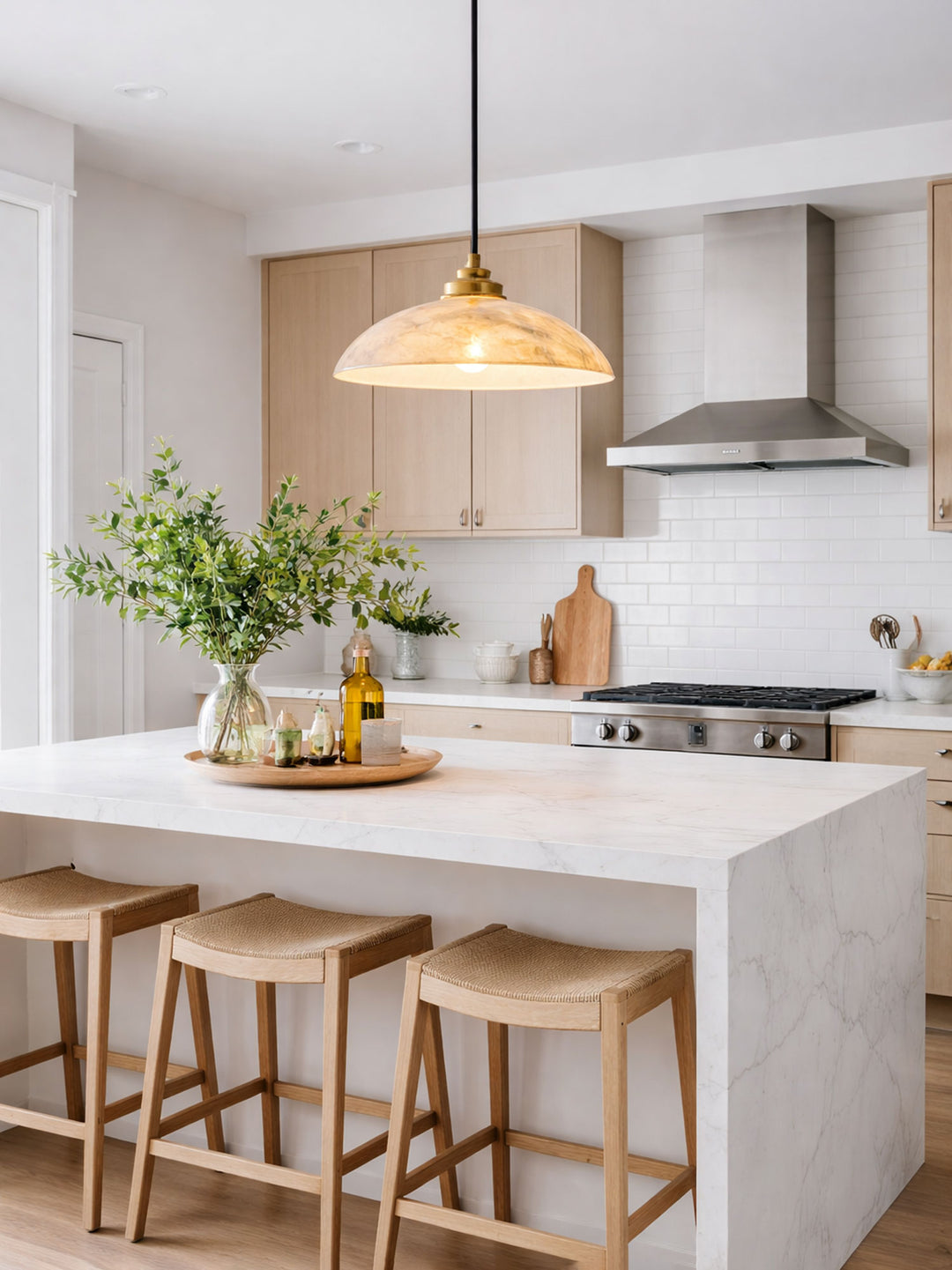 Alabaster Dome Pendant Lamp
