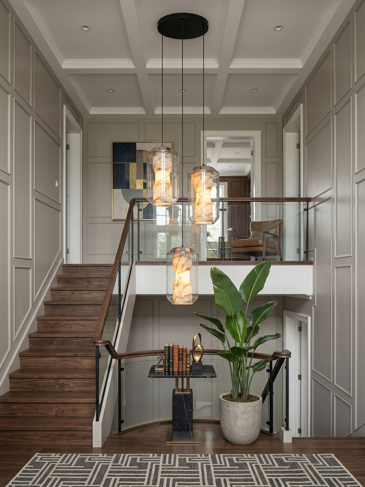 Alabaster Glass Cylinder Pendant Light - Vakkerlight