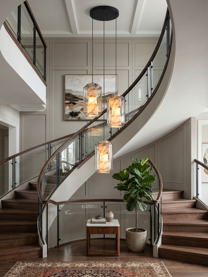 Alabaster Glass Cylinder Pendant Light - Vakkerlight