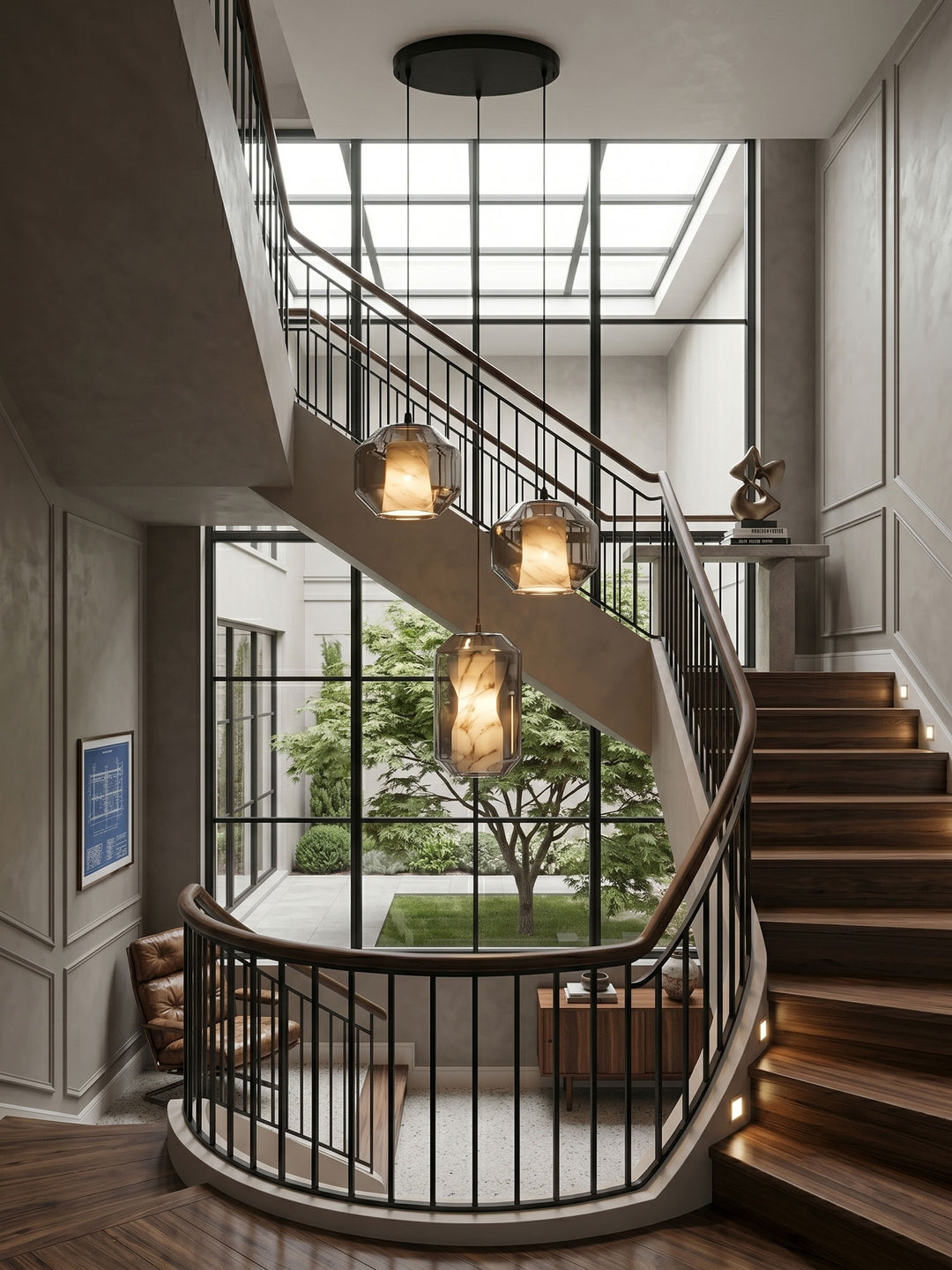 Alabaster Glass Cylinder Pendant Light - Vakkerlight