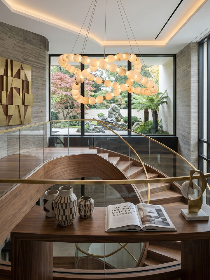 Alabaster Orb Ring Chandelier - Vakkerlight
